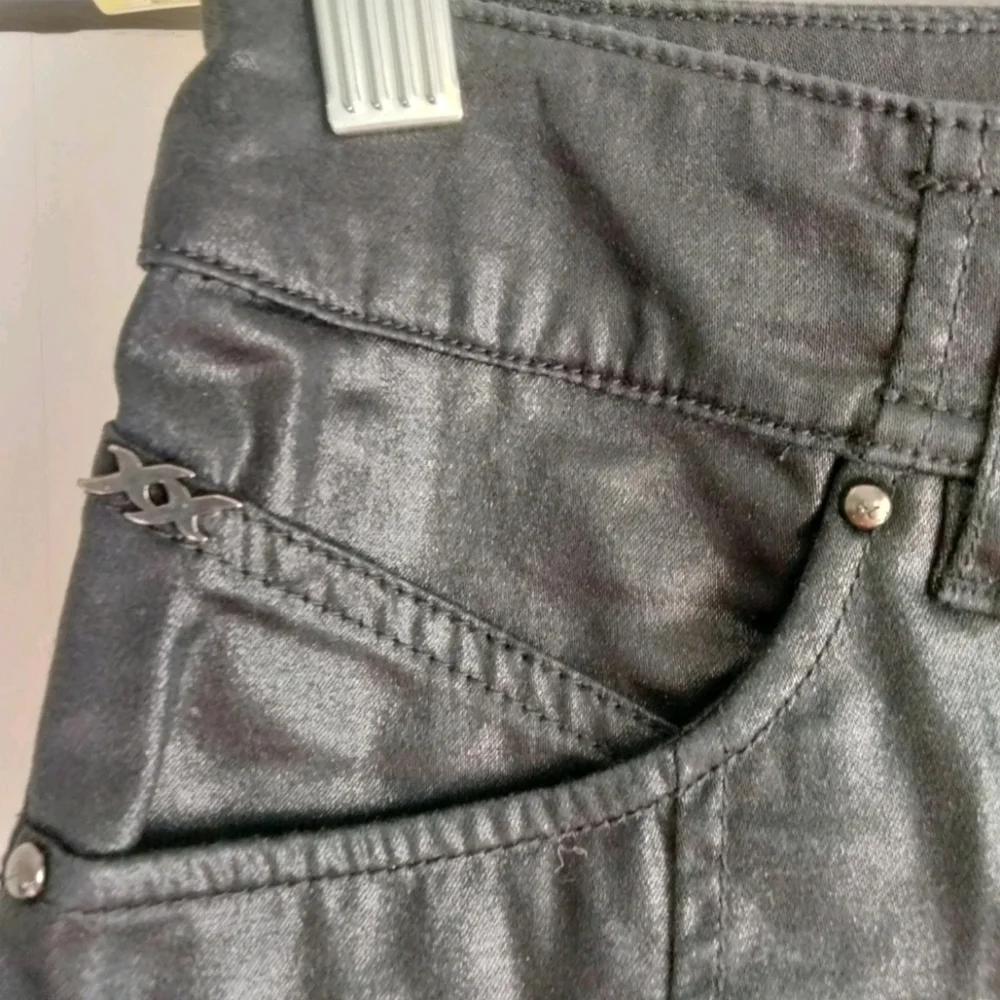Y2K A-Line Leather Look Black Mini Skirt Women's US Size 6 Fake Leather